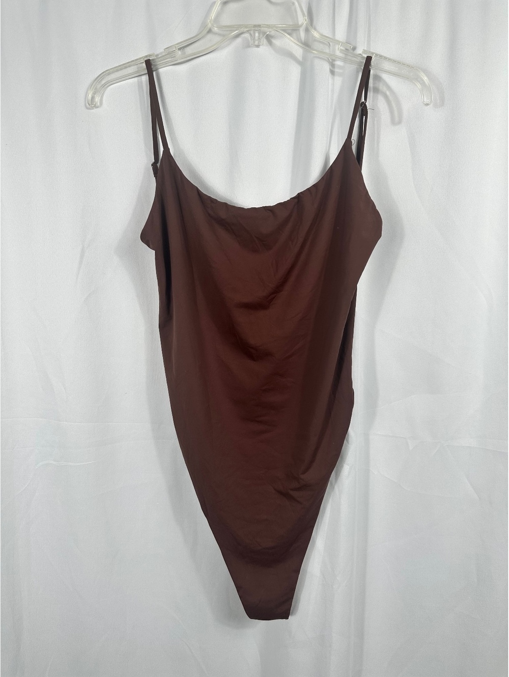 OQQ Women’s Brown Backless Strappy String Thong Bodysuit Size Large